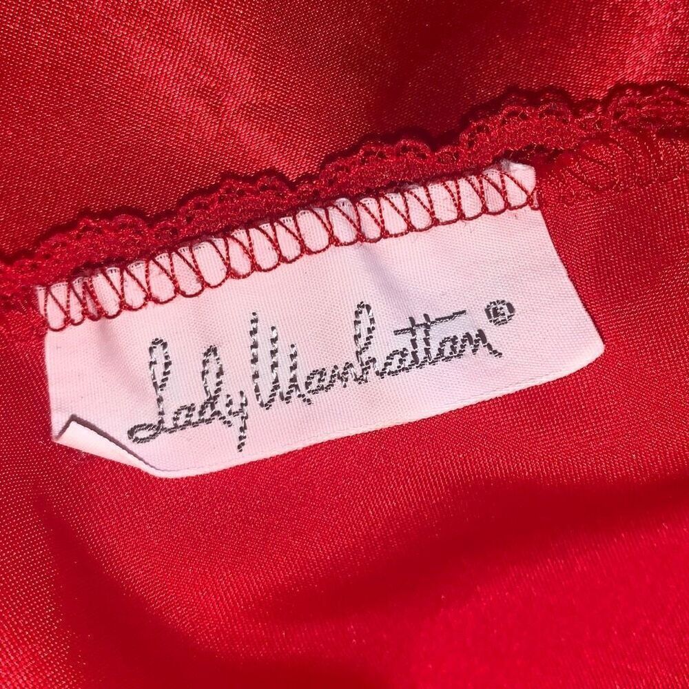 Vintage Lady Manhattan Red Satin Slip Dress with Bow Size Medium - Picture 11 of 13